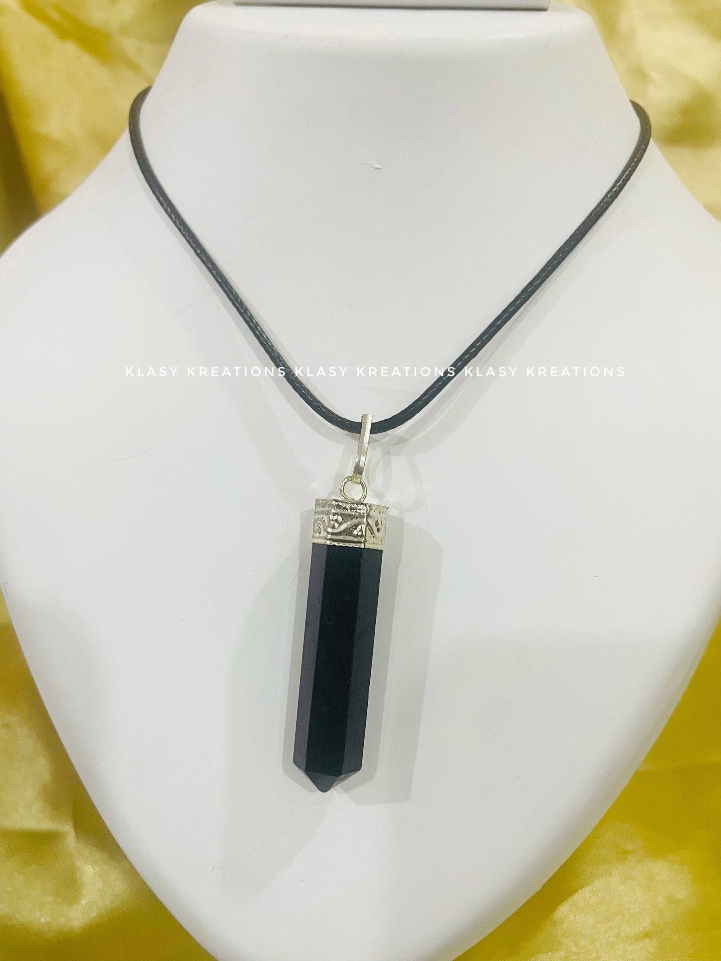 Black Tourmaline Pencil Pendant - Grounding | Protection | Energy Shield