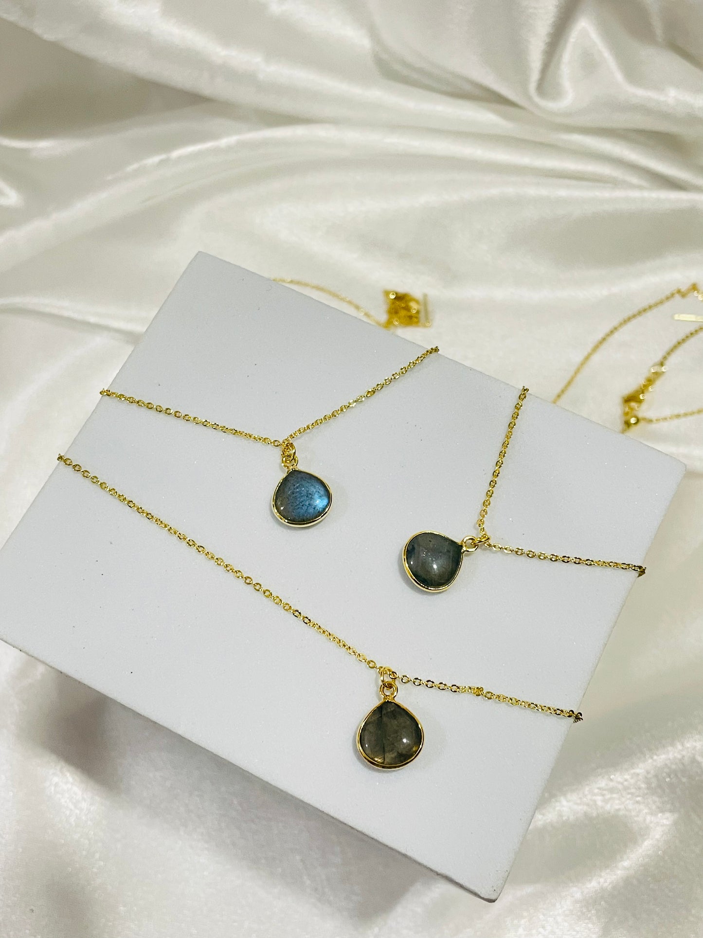 Mystic Aura Labradorite Dual-Faced Pendant in 18K Gold Plating With Adjustable Chain