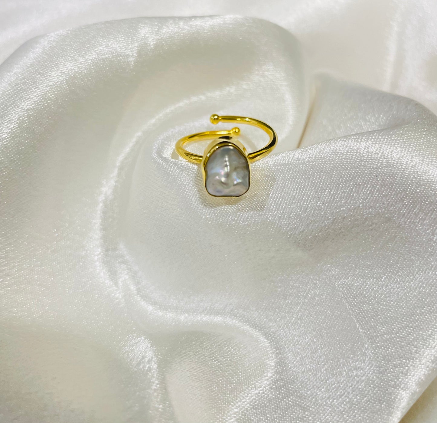 Freshwater Pearl Elegance Ring in 18K Gold Plated for Purity, Femininity & Emotional Grace
