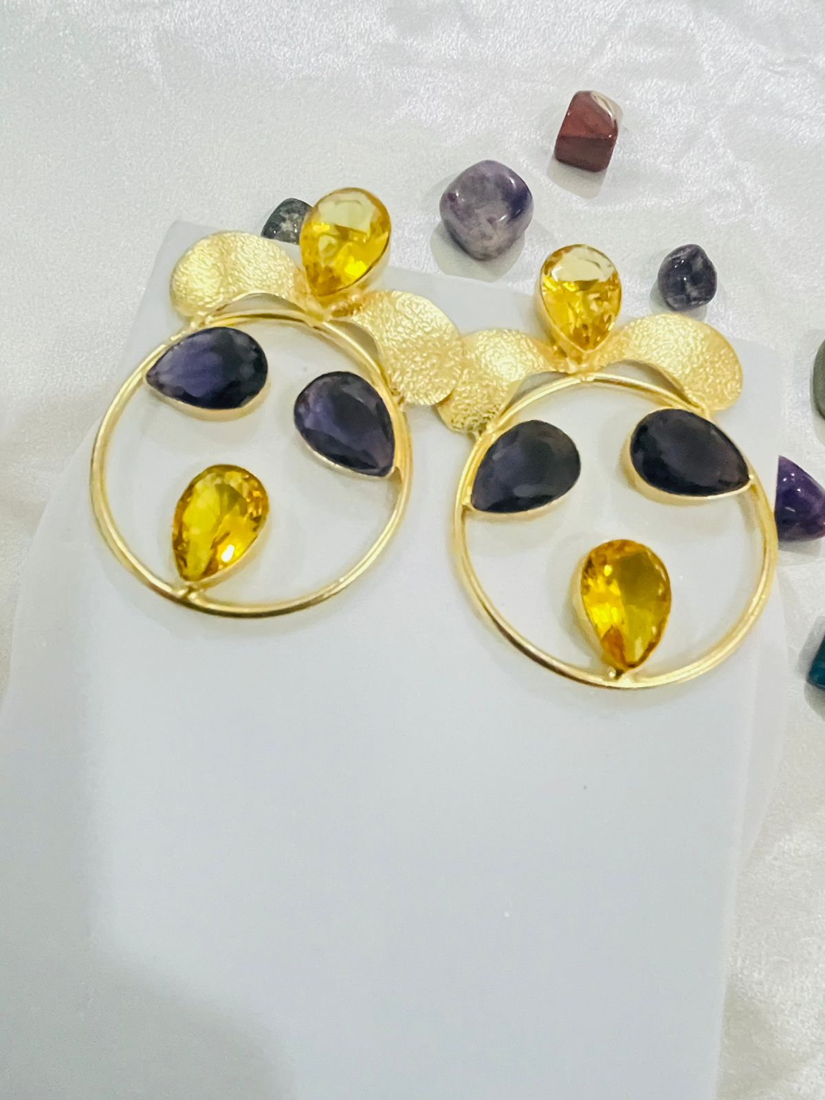 Amethyst & Citrine Harmony Hoop Earrings