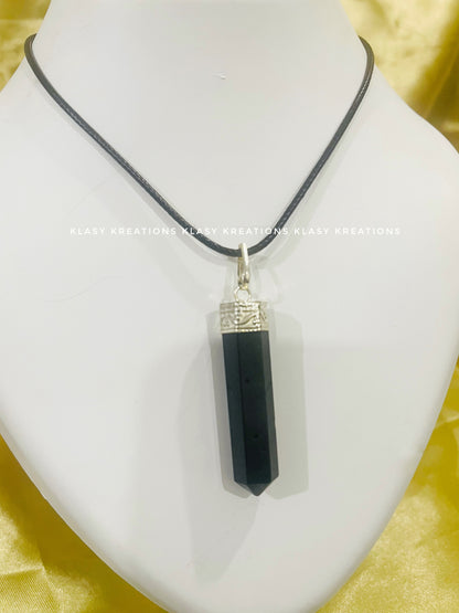 Black Tourmaline Pencil Pendant - Grounding | Protection | Energy Shield