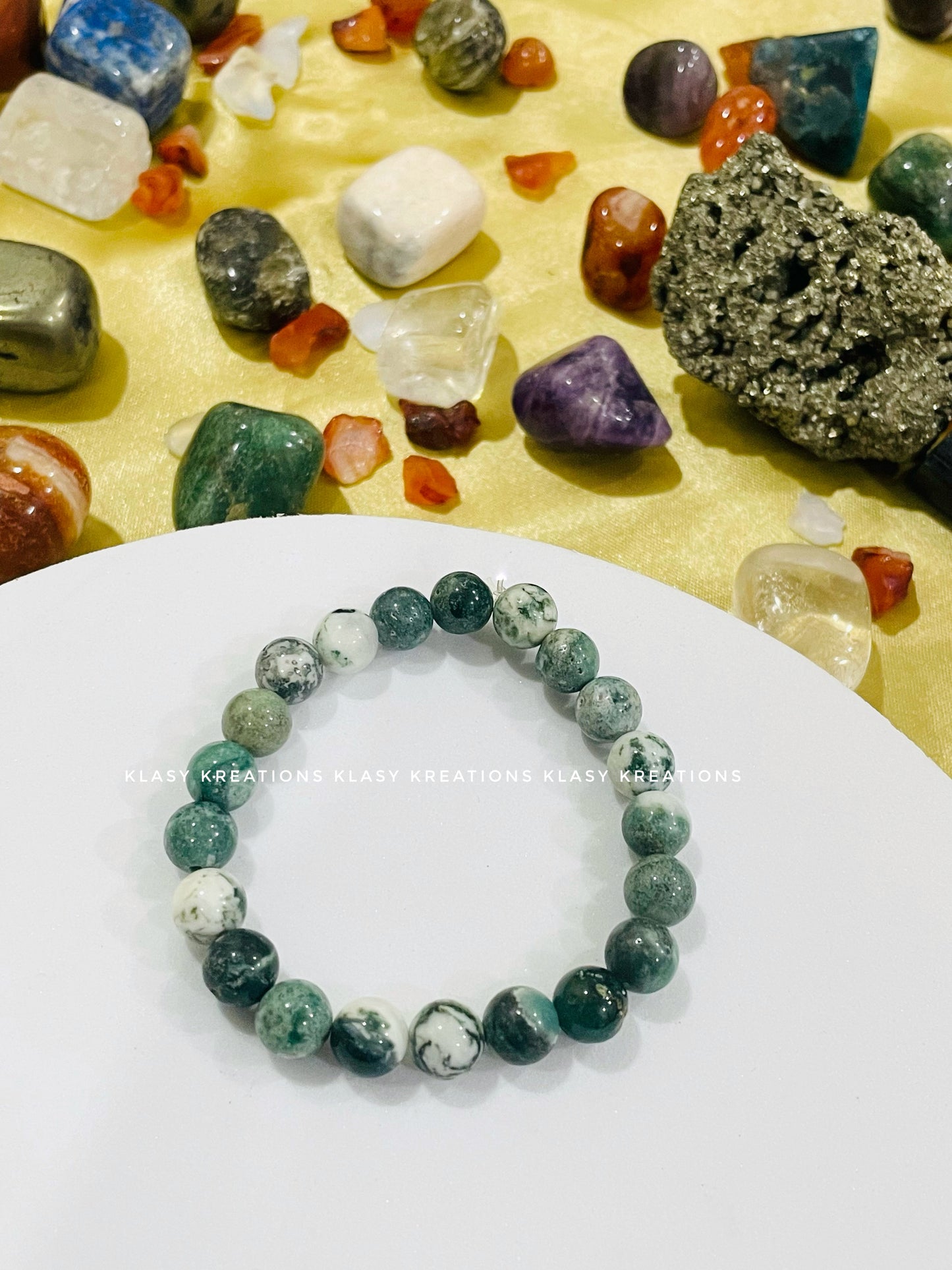 Tree Agate Bracelet - Grounding, Health Healing, Emotional Calmness
