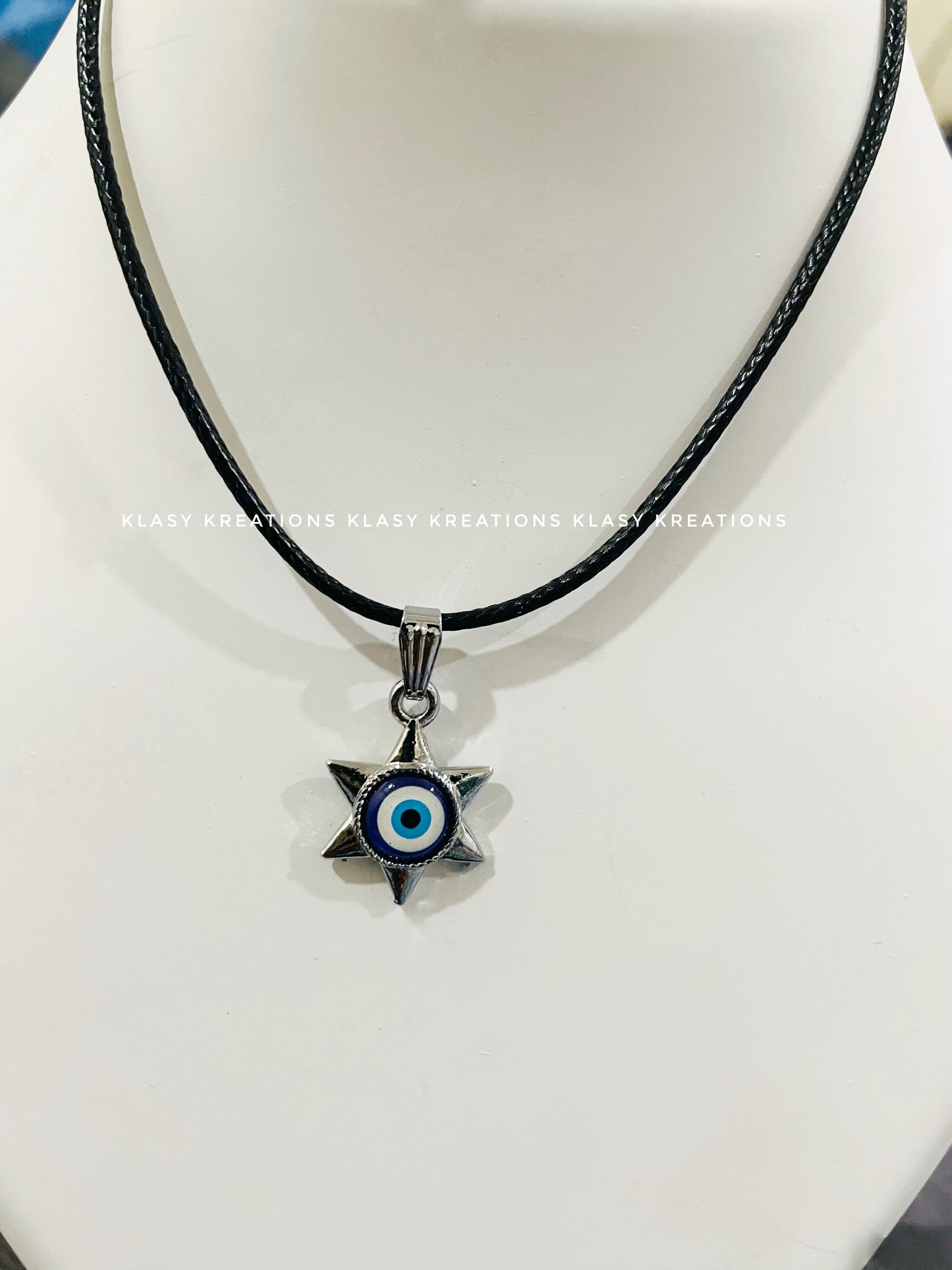 Evil Eye Leather Cord Pendant - Grounded Protection • Subtle Energy Shield