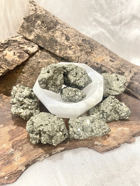Raw Golden Pyrite Cluster Stone - Abundance | Success | Protection