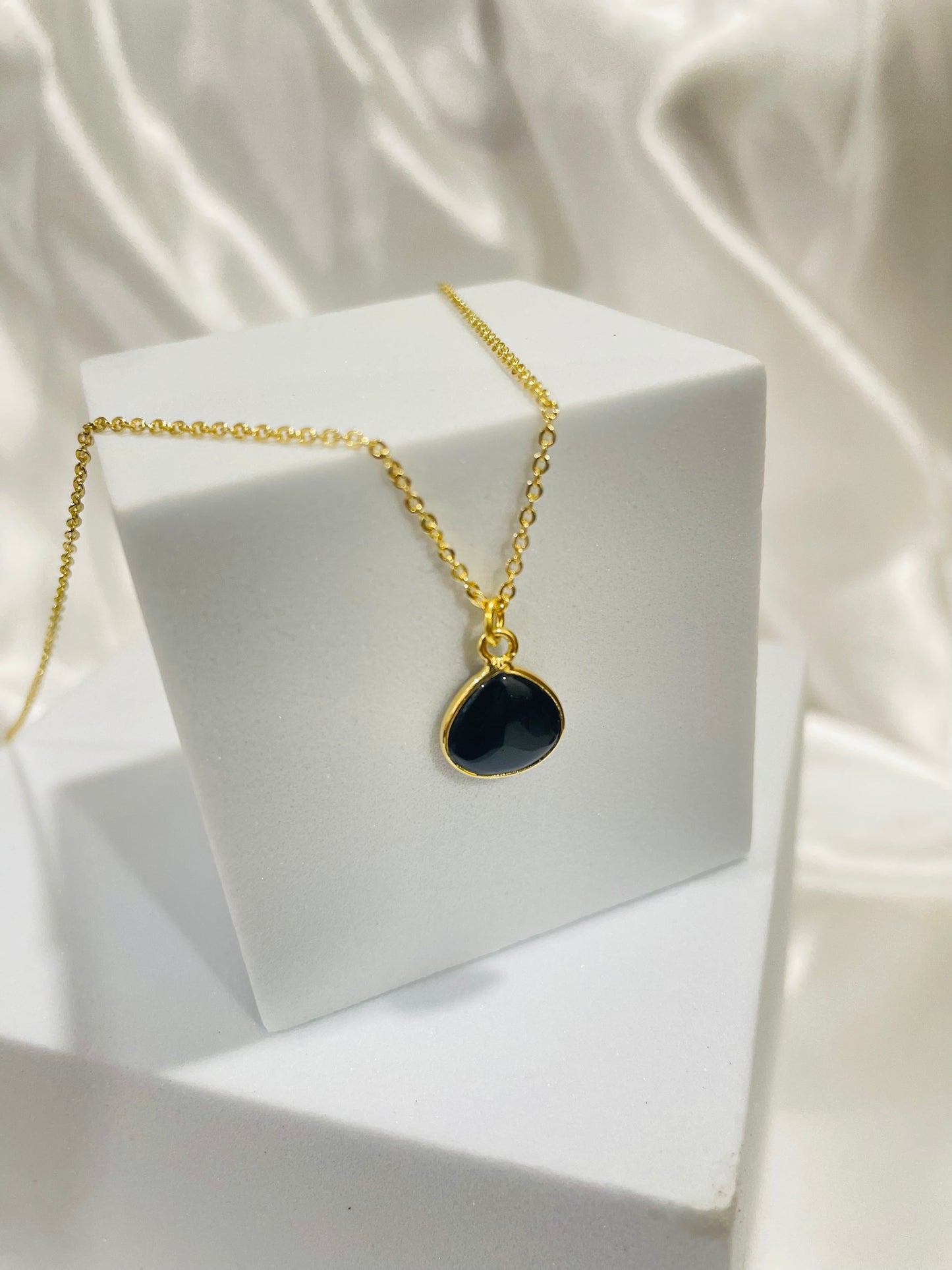 Power Shield Black Onyx Dual-Faced Pendant in 18K Gold Plating With Adjustable Chain