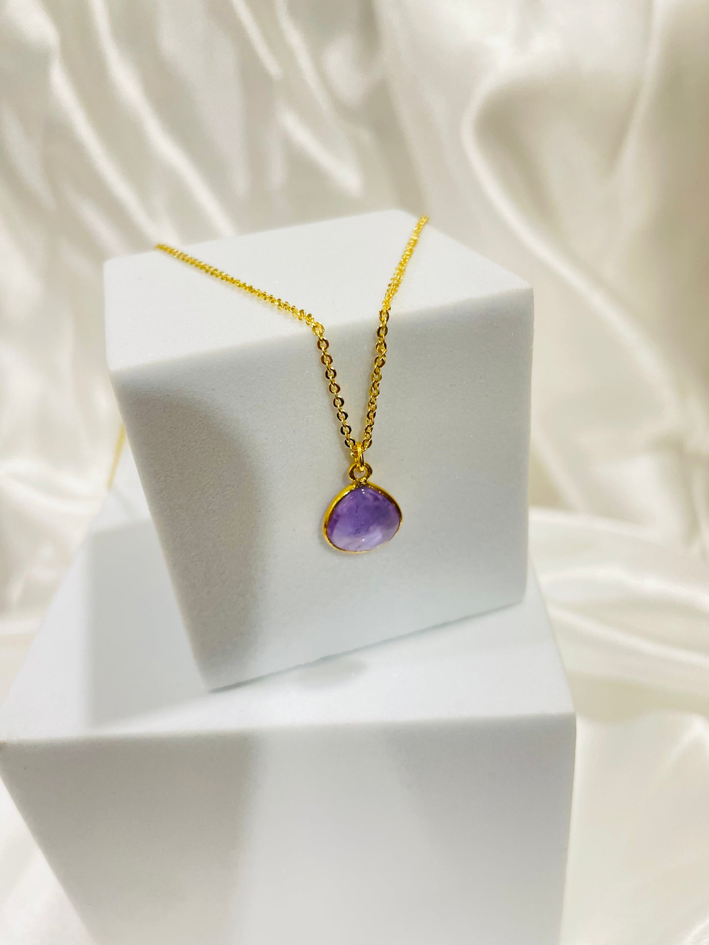 Divine Amethyst Dual-Faced Pendant in 18K Gold Plating With Adjustable Chain