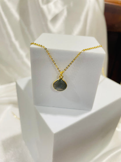 Mystic Aura Labradorite Dual-Faced Pendant in 18K Gold Plating With Adjustable Chain