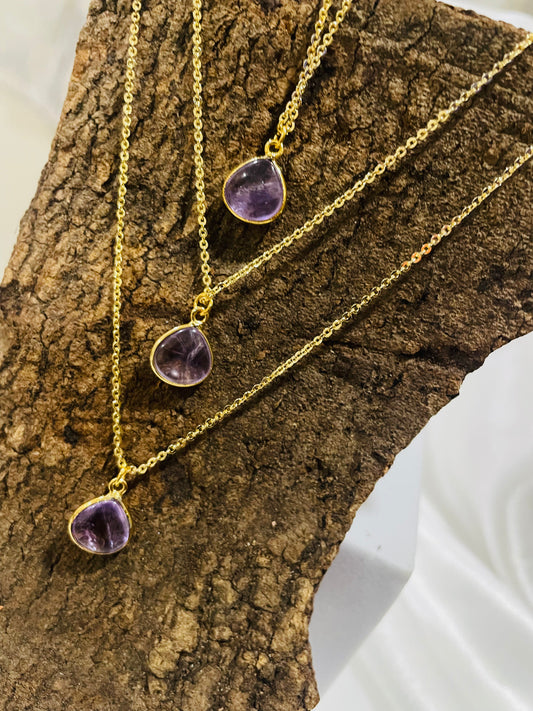 Divine Amethyst Dual-Faced Pendant in 18K Gold Plating With Adjustable Chain