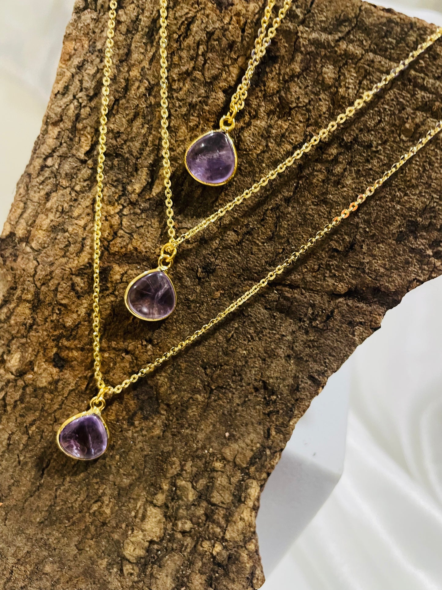 Divine Amethyst Dual-Faced Pendant in 18K Gold Plating With Adjustable Chain