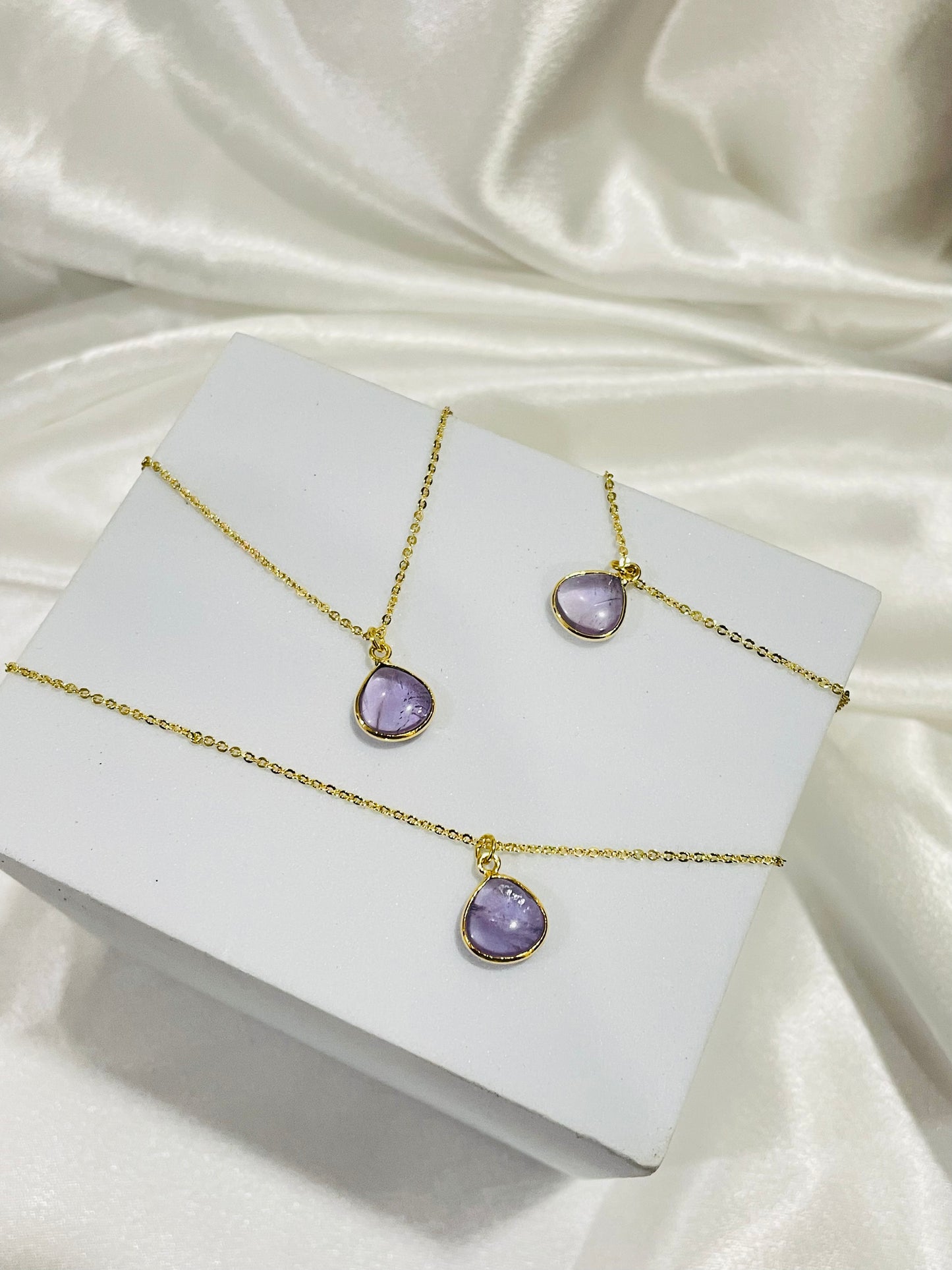 Divine Amethyst Dual-Faced Pendant in 18K Gold Plating With Adjustable Chain