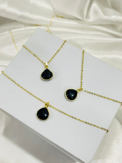 Power Shield Black Onyx Dual-Faced Pendant in 18K Gold Plating With Adjustable Chain