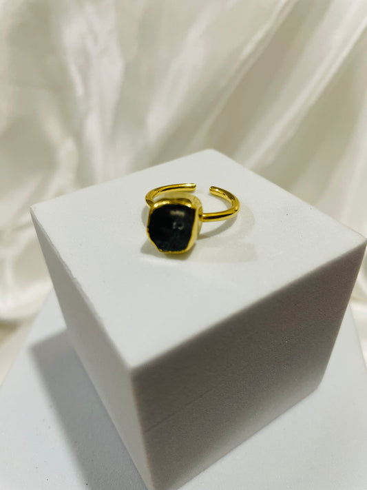 Herkimer Diamond Zenith Ring in 18K Gold Plated for Manifestation, Clarity & Higher Awakening