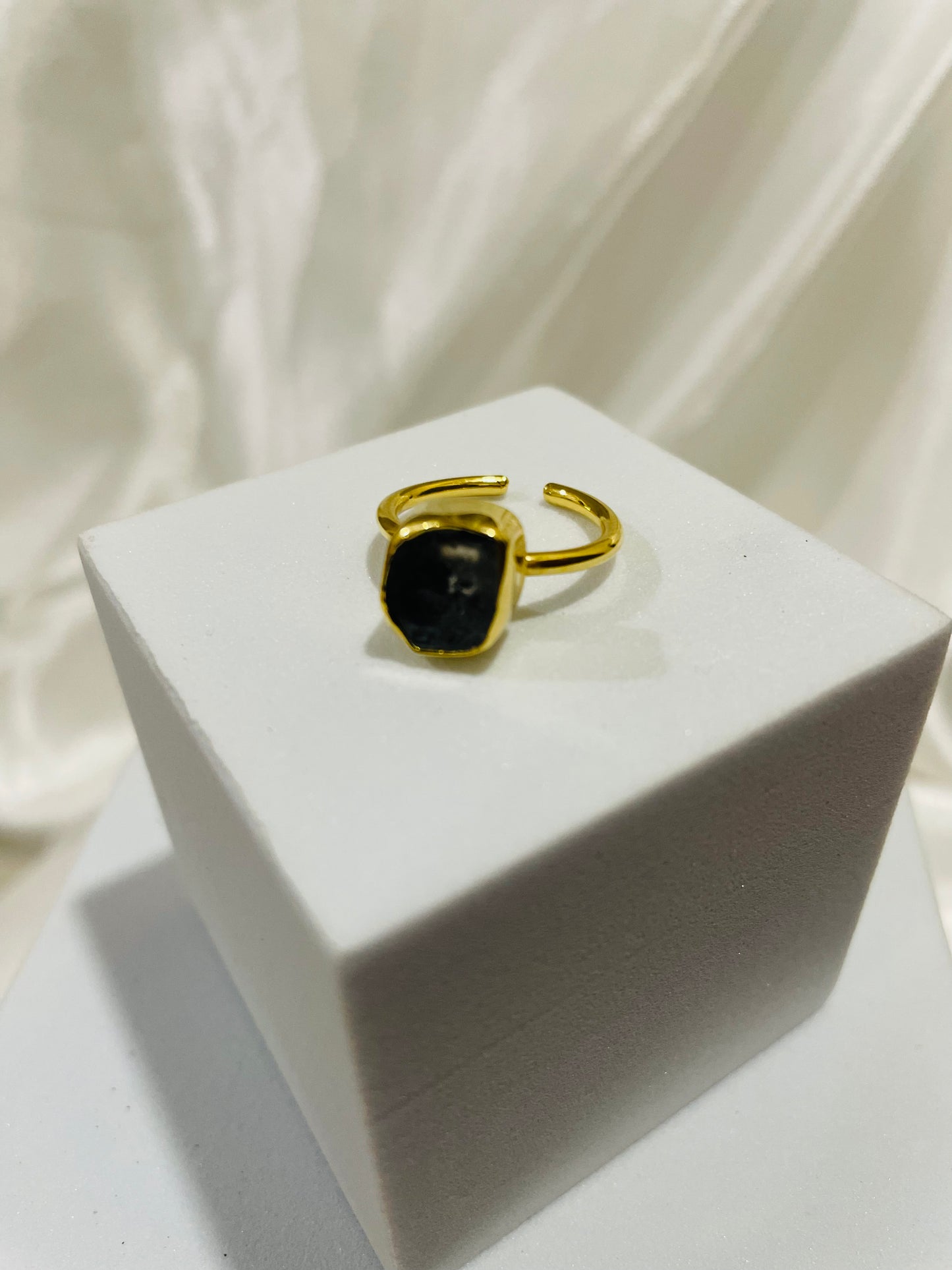 Herkimer Diamond Zenith Ring in 18K Gold Plated for Manifestation, Clarity & Higher Awakening