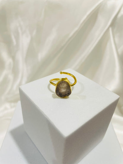 Blossoming Raw Rose Quartz Ring in 18K Gold Plated for Pure Love, Romance & Emotional Healing