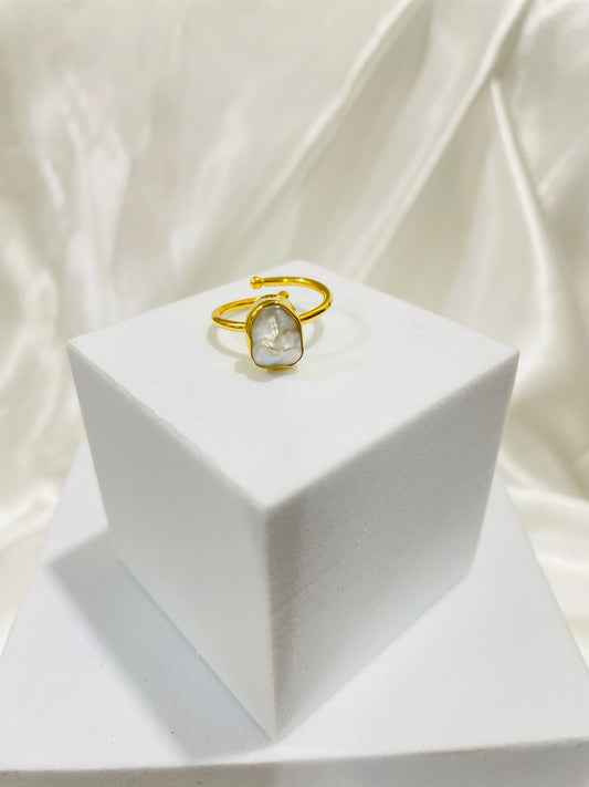 Freshwater Pearl Elegance Ring in 18K Gold Plated for Purity, Femininity & Emotional Grace