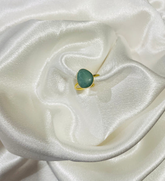 Amazonite Harmony Ring in 18K Gold Plated for Communication, Balance & Heart Healing