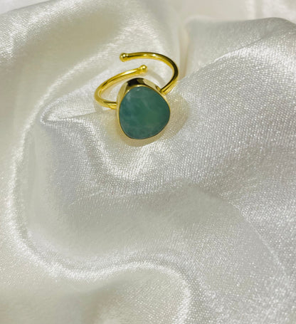 Amazonite Harmony Ring in 18K Gold Plated for Communication, Balance & Heart Healing