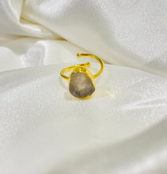 Blossoming Raw Rose Quartz Ring in 18K Gold Plated for Pure Love, Romance & Emotional Healing