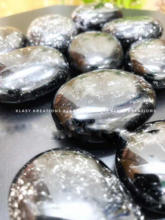 Black Tourmaline Palm Stone - Protection | Grounding | Energy Shield