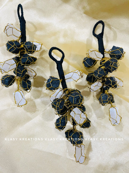 Black Tourmaline + Selenite Hanger - Protection | Aura Cleansing | Energy Shield