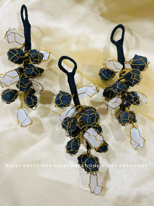 Black Tourmaline + Selenite Hanger - Protection | Aura Cleansing | Energy Shield