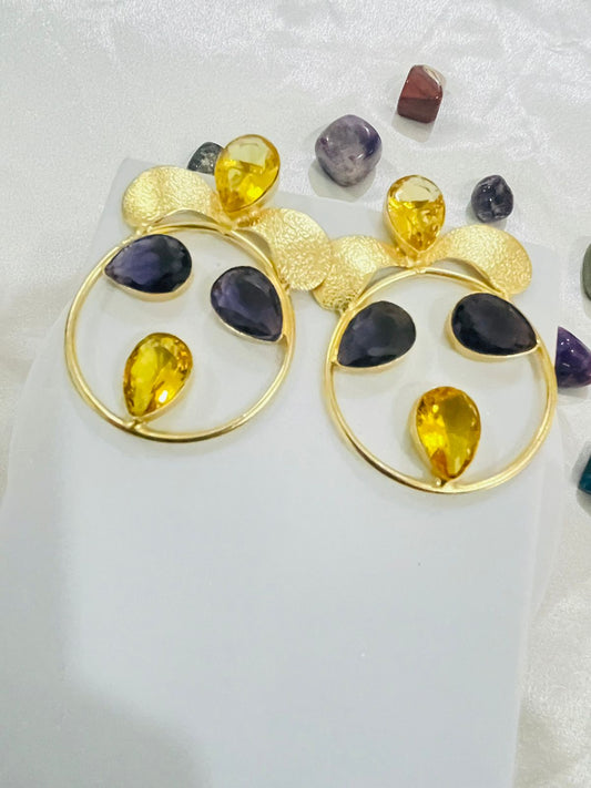 Amethyst & Citrine Harmony Hoop Earrings