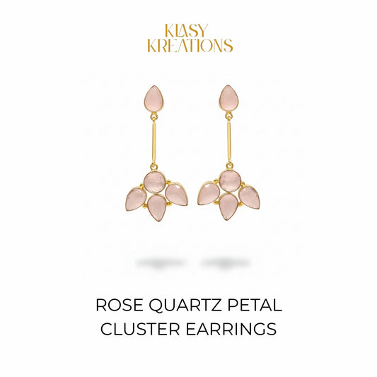 Rose Quartz Petal Cluster Earrings