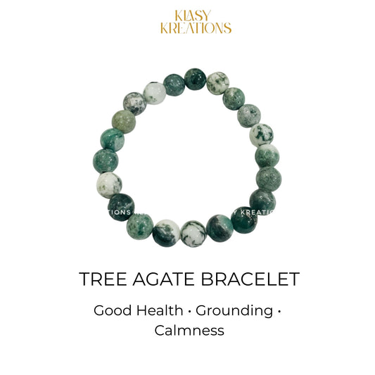 Tree Agate Bracelet - Grounding, Health Healing, Emotional Calmness