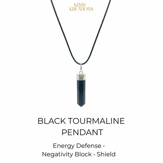 Black Tourmaline Pencil Pendant - Grounding | Protection | Energy Shield