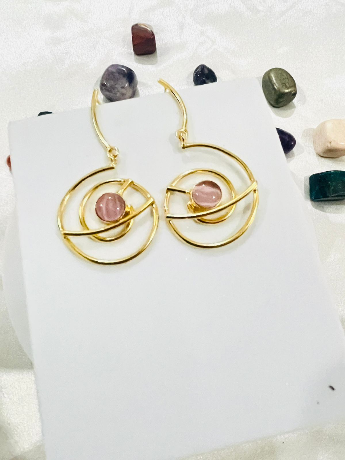 Rose Quartz Infinity Hoop Earrings