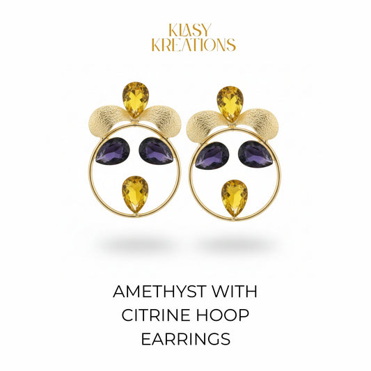 Amethyst & Citrine Harmony Hoop Earrings