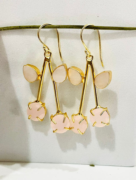 Rose Quartz Butterfly Drop Earrings