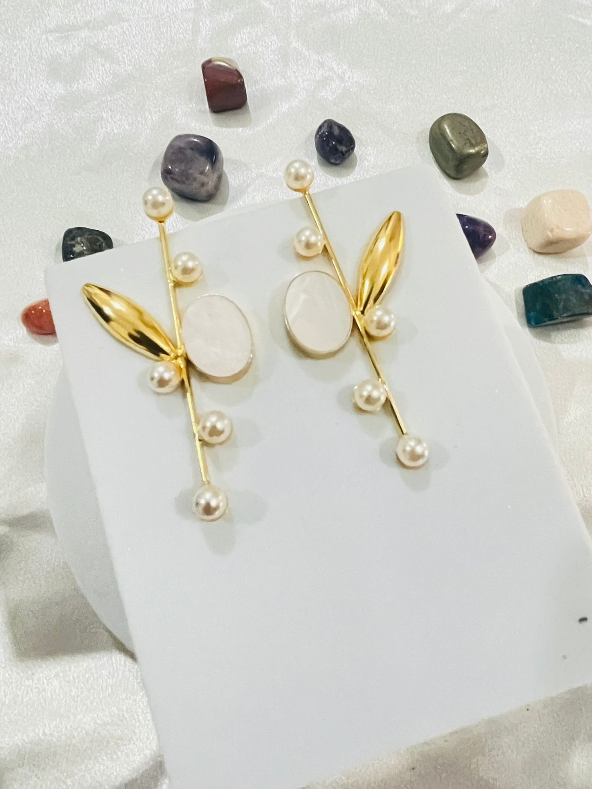 Mother Of Pearl Butterfly Long Earrings