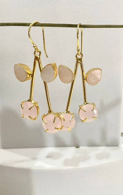 Rose Quartz Butterfly Drop Earrings