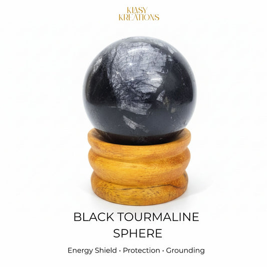 Black Tourmaline Sphere (160g - 250g) - Protection | Grounding | EMF Shield