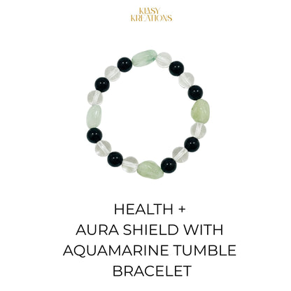 Health + Aura Shield with Aquamarine Tumble Bracelet