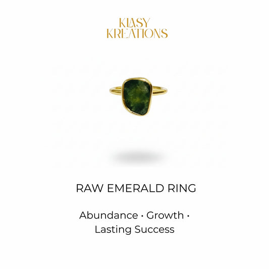 Regal Raw Emerald Royal Ring in 18K Gold Plated for Abundance, Growth & Lasting Success
