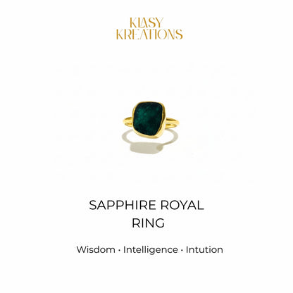 Sapphire Royal Wisdom Ring in 18K Gold Plated for Intelligence, Intuition & Divine Protection