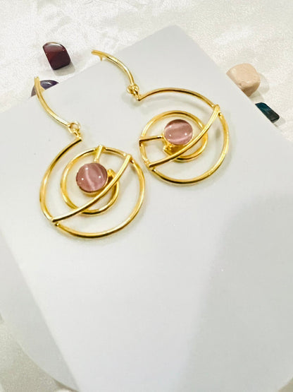 Rose Quartz Infinity Hoop Earrings