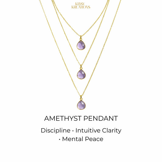 Divine Amethyst Dual-Faced Pendant in 18K Gold Plating With Adjustable Chain