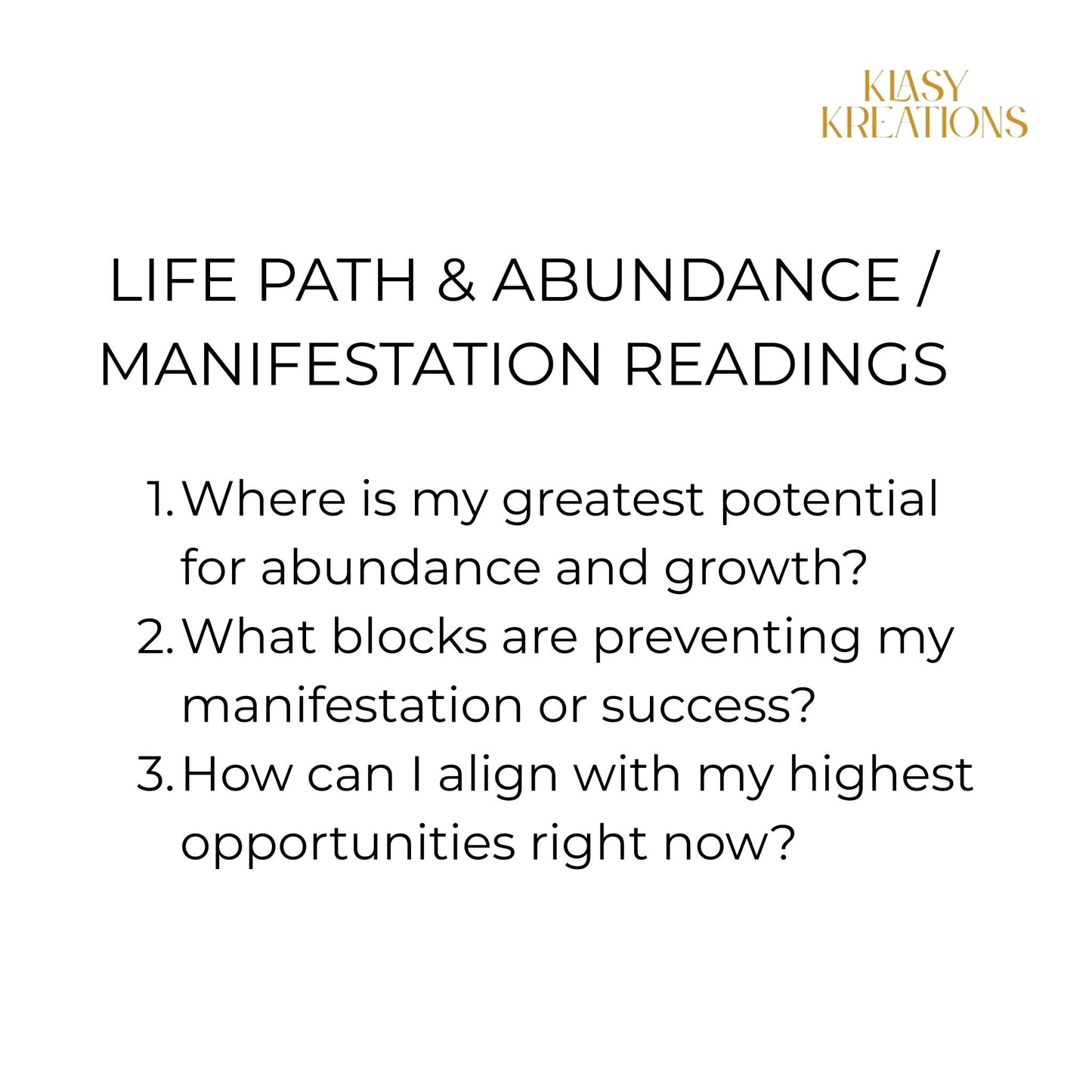 Life Path, Abundance & Manifestation Readings