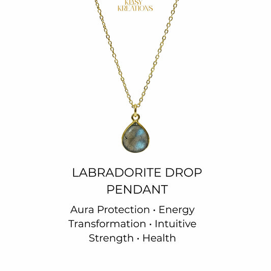 Mystic Aura Labradorite Dual-Faced Pendant in 18K Gold Plating With Adjustable Chain