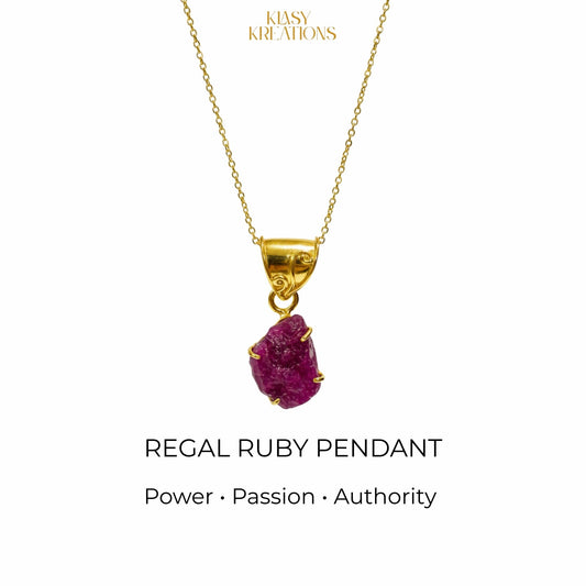 Royal Raw Ruby Pendant in 18K Gold Plating With Adjustable Chain