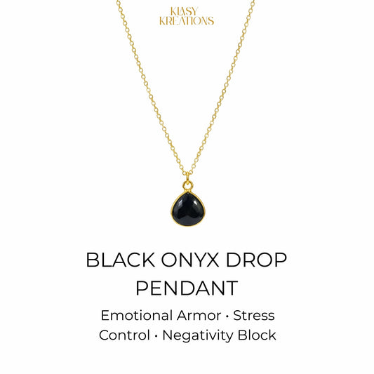 Power Shield Black Onyx Dual-Faced Pendant in 18K Gold Plating With Adjustable Chain