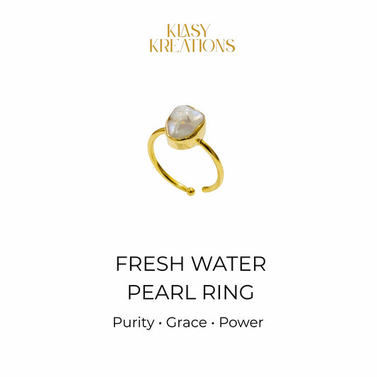 Freshwater Pearl Elegance Ring in 18K Gold Plated for Purity, Femininity & Emotional Grace