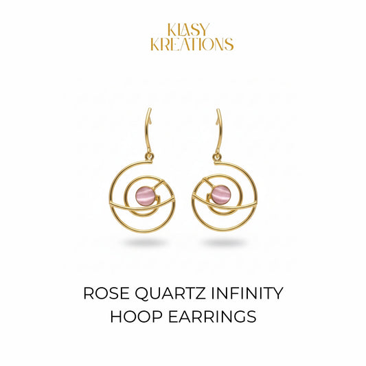 Rose Quartz Infinity Hoop Earrings